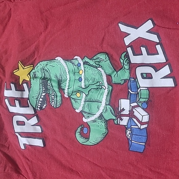 UNISEX NORTH POLE TRADING CO. CHRISTMAS DINOSAUR SHIRT - Picture 2 of 4